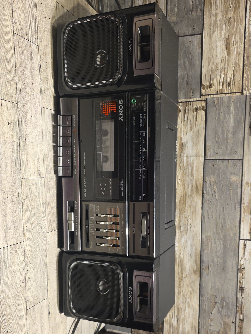 Sony Vintage Black Dual-Speaker Portable Boombox with Cassette Deck
